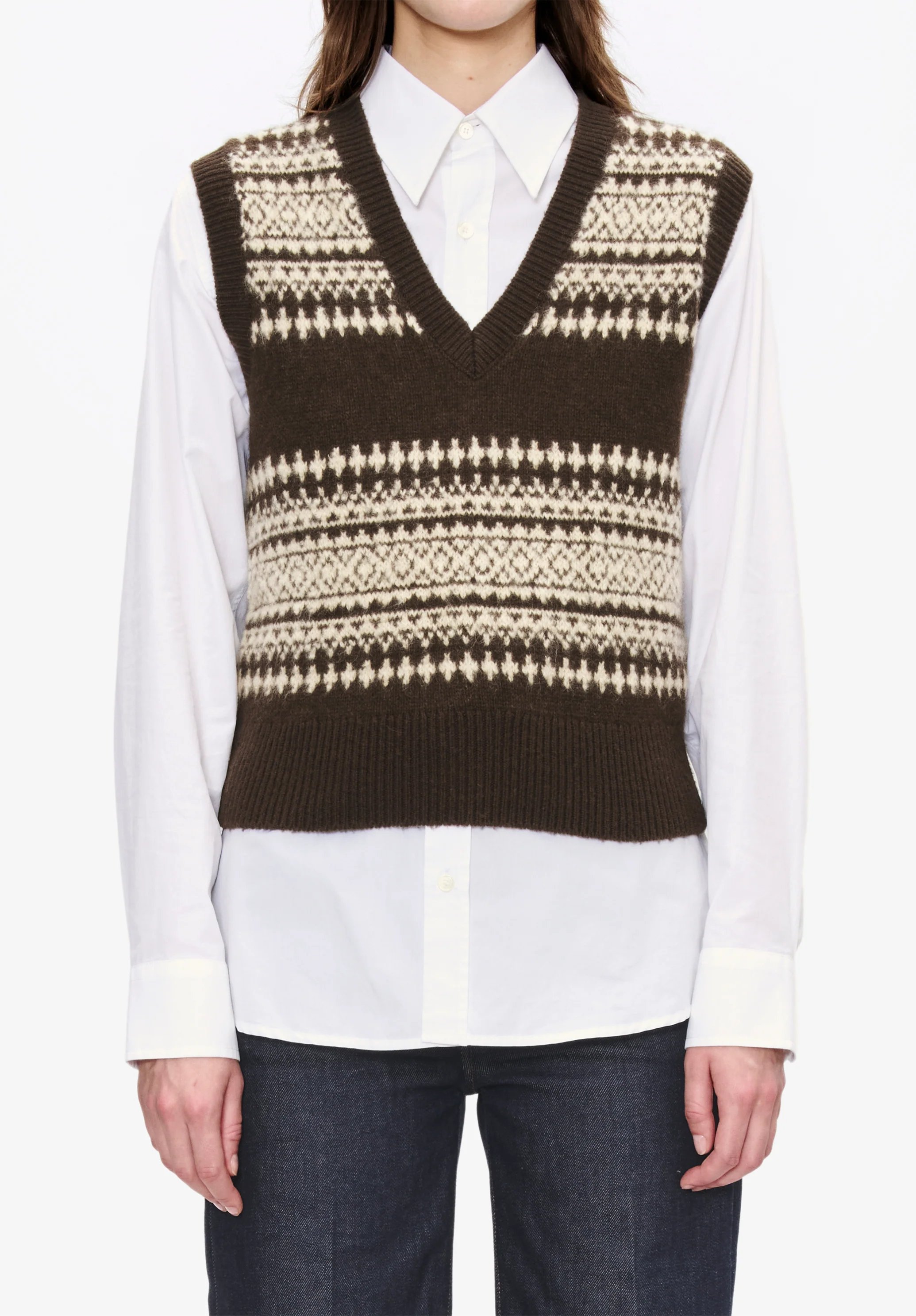 Jacquard sleeveless jumper - Image 4