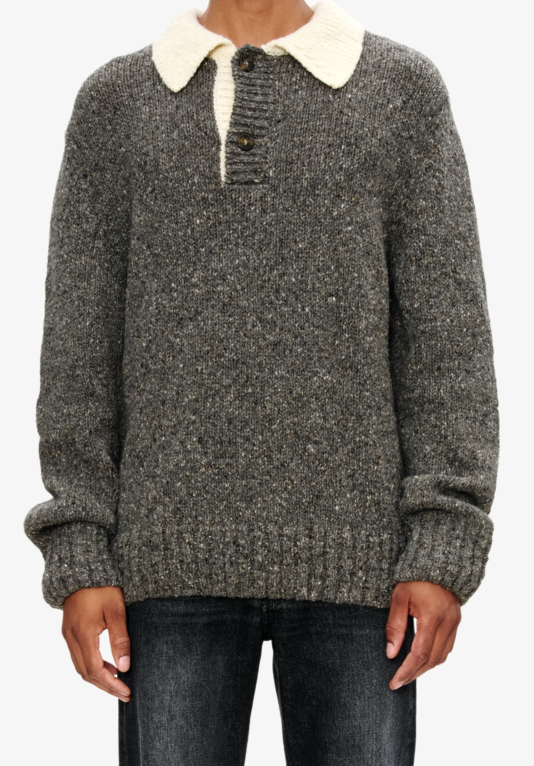 Jumper with contrasting polo shirt collar - Image 3