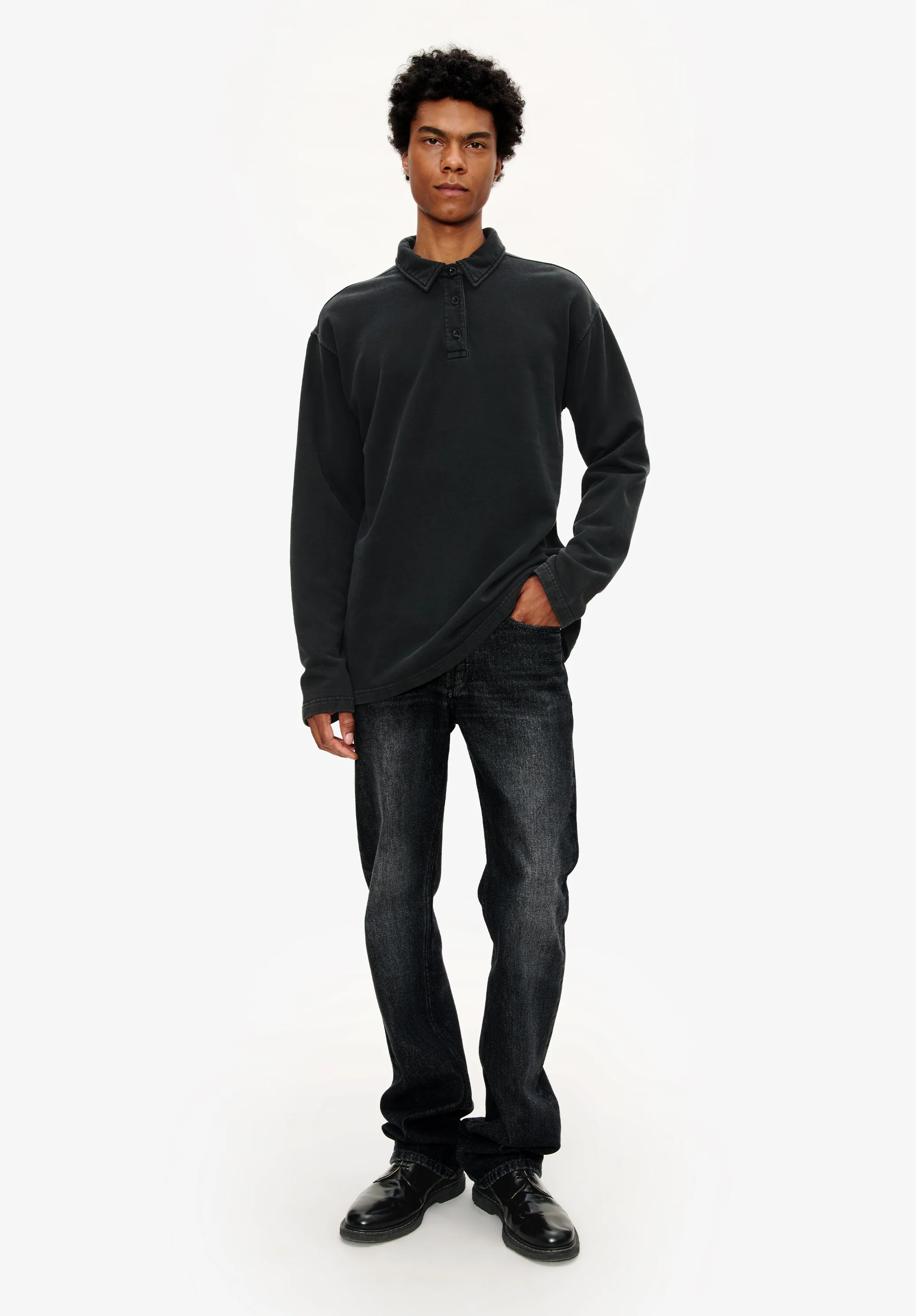 Long-sleeve unisex polo shirt - Image 2