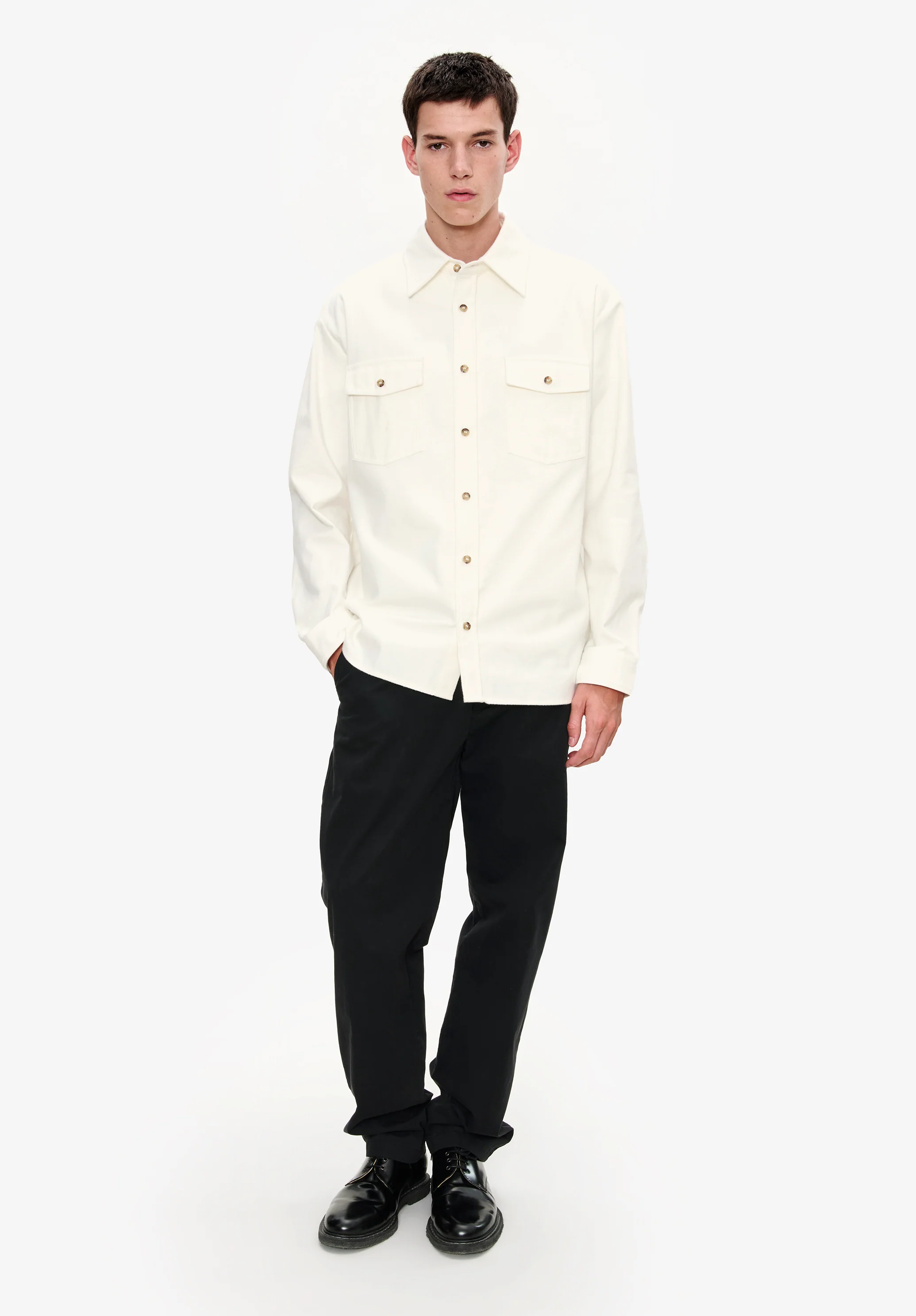 Solid-colour cotton overshirt - Image 4