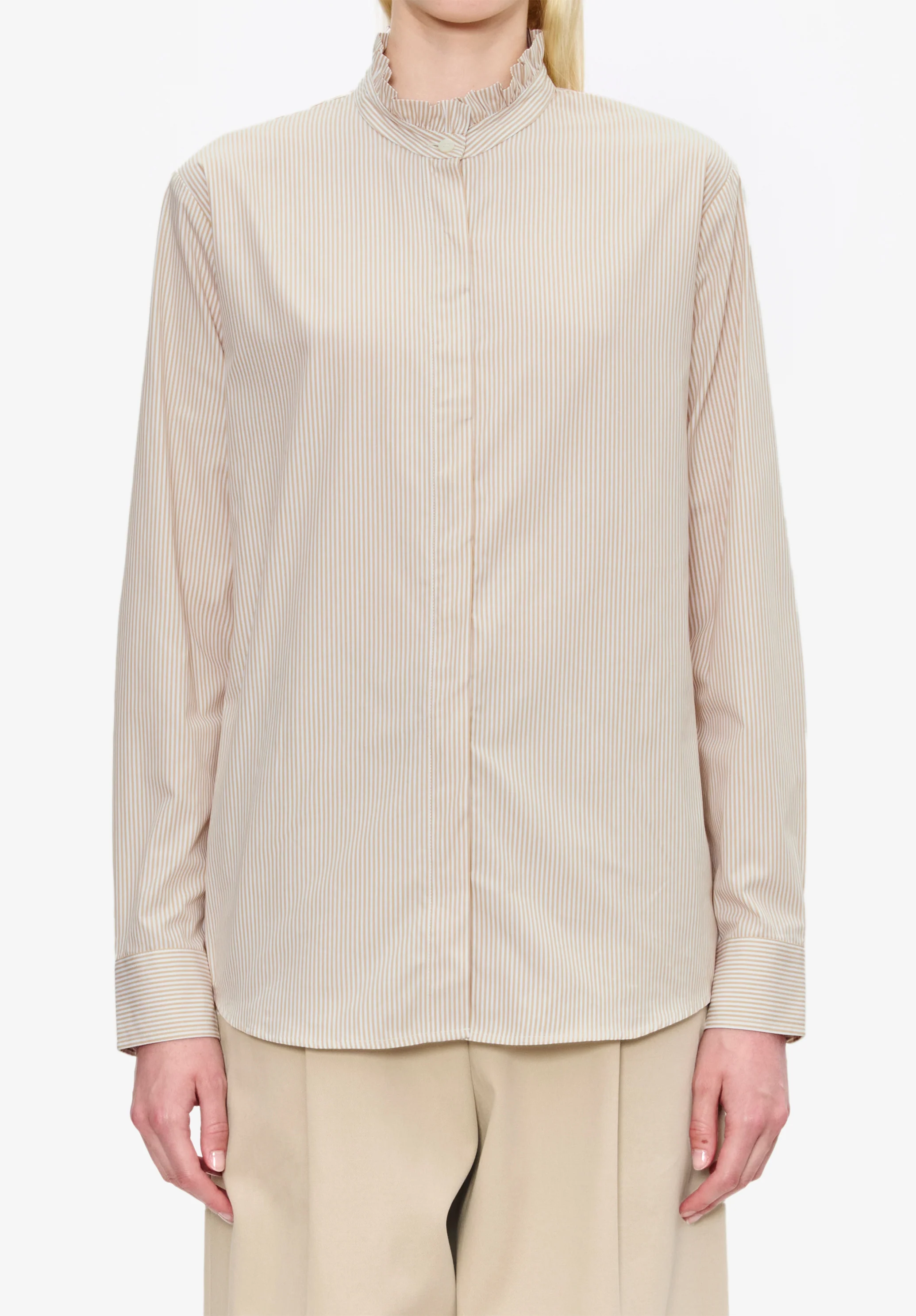 Striped blouse with ruffled collar - Image 4