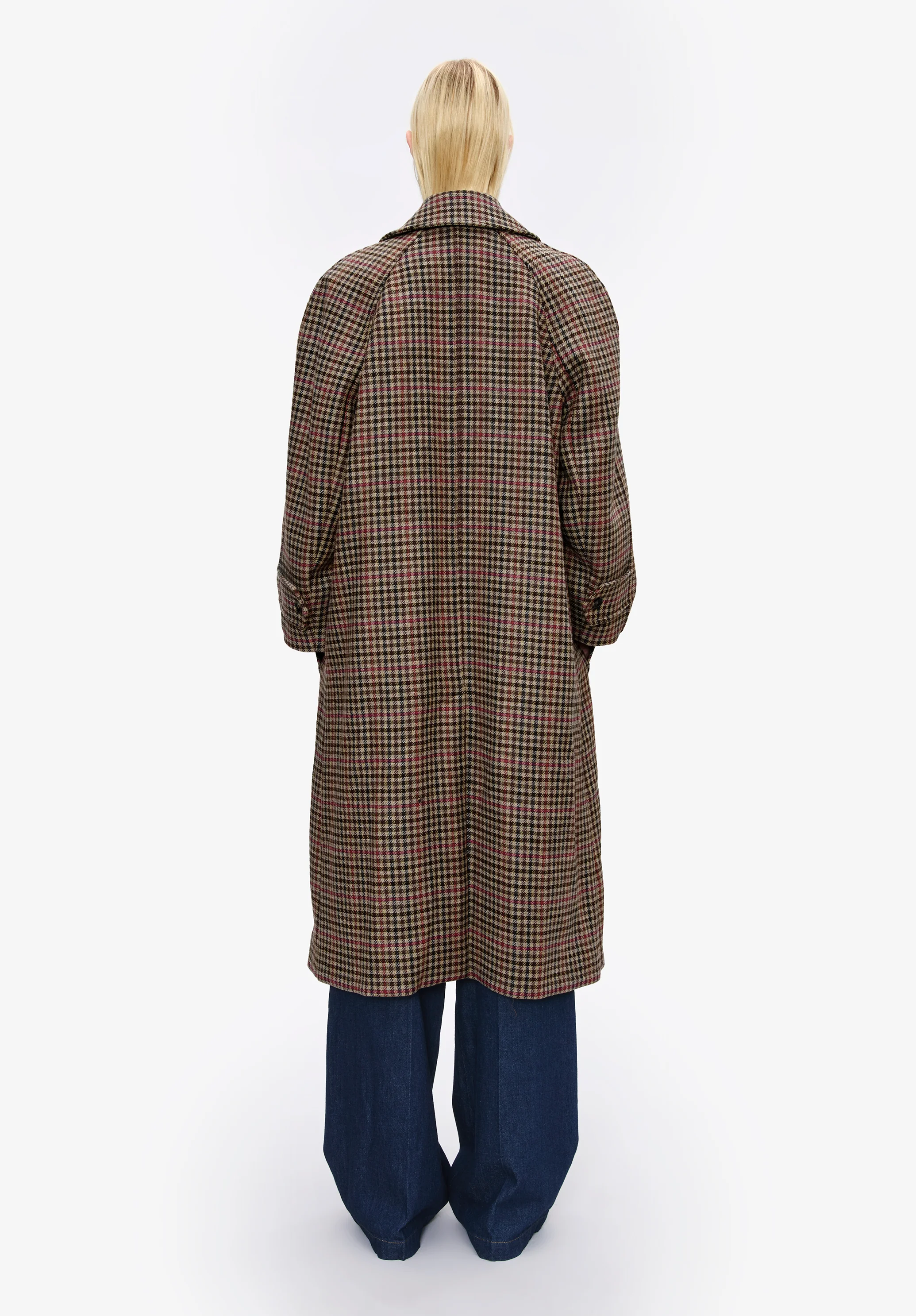 Oversize tartan coat with raglan sleeves - Image 3