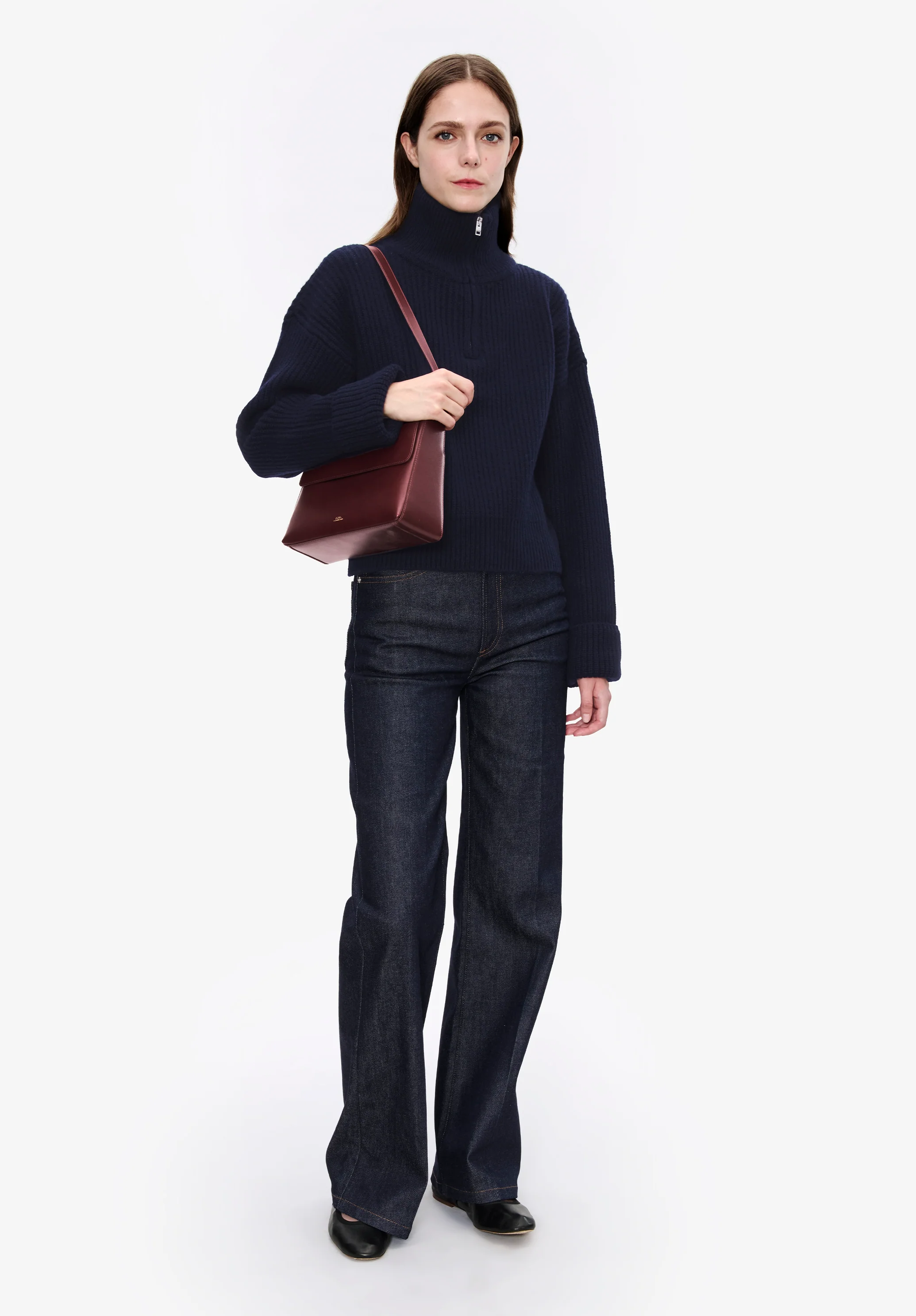 Wide-rib jumper with trucker collar - Image 2