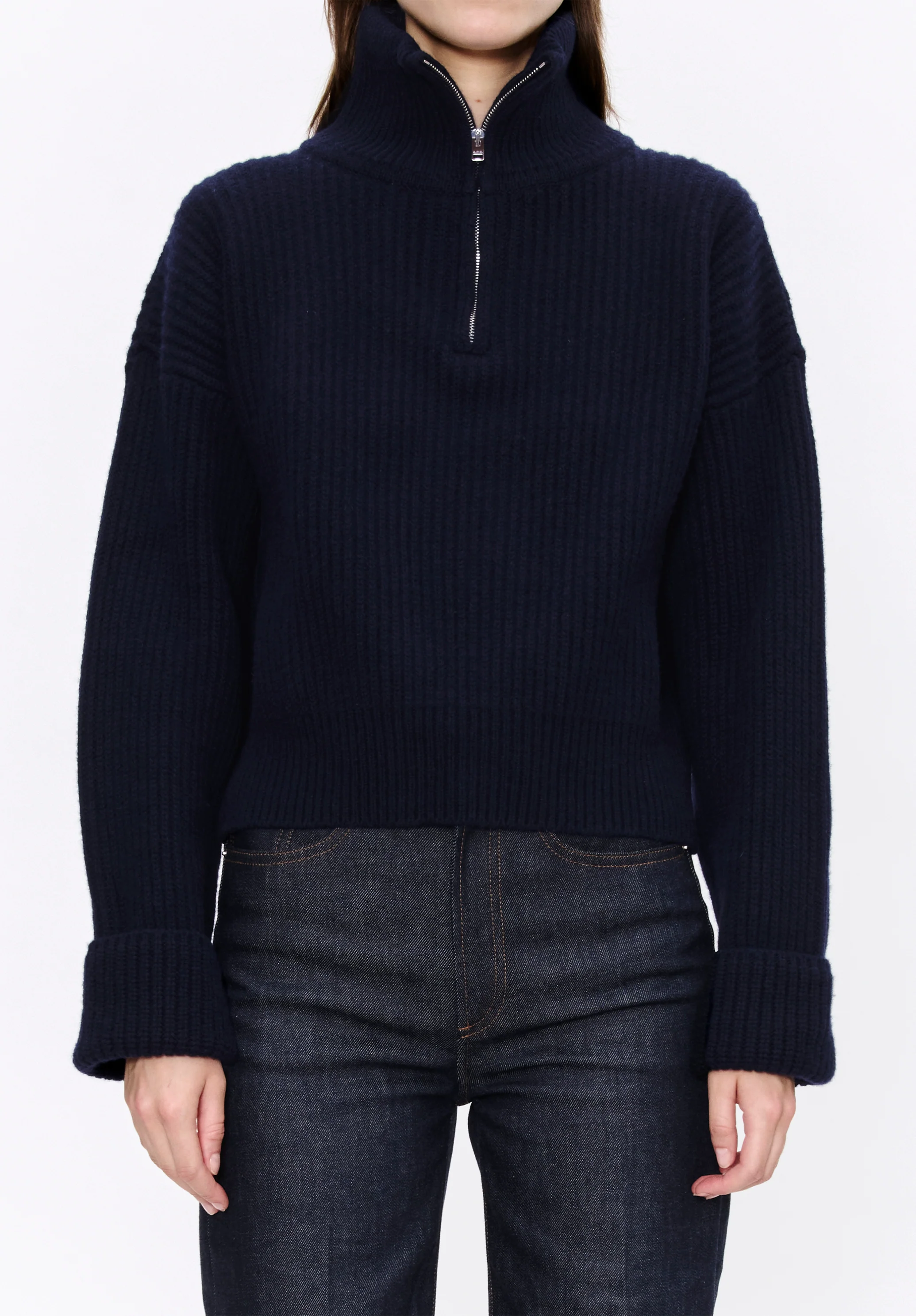 Wide-rib jumper with trucker collar - Image 4